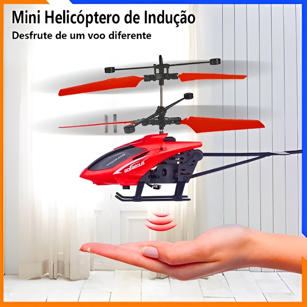 Mini Helicóptero Voador com Sensor Infravermelho e Bateria Recarregável