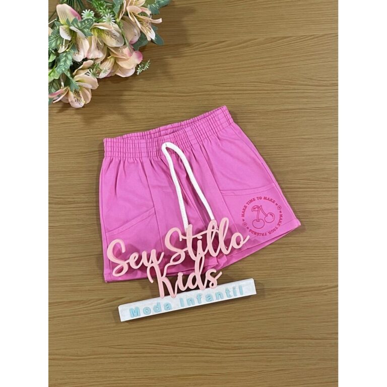 Shorts Infantil Cinti Verão Rosa Cerejinha