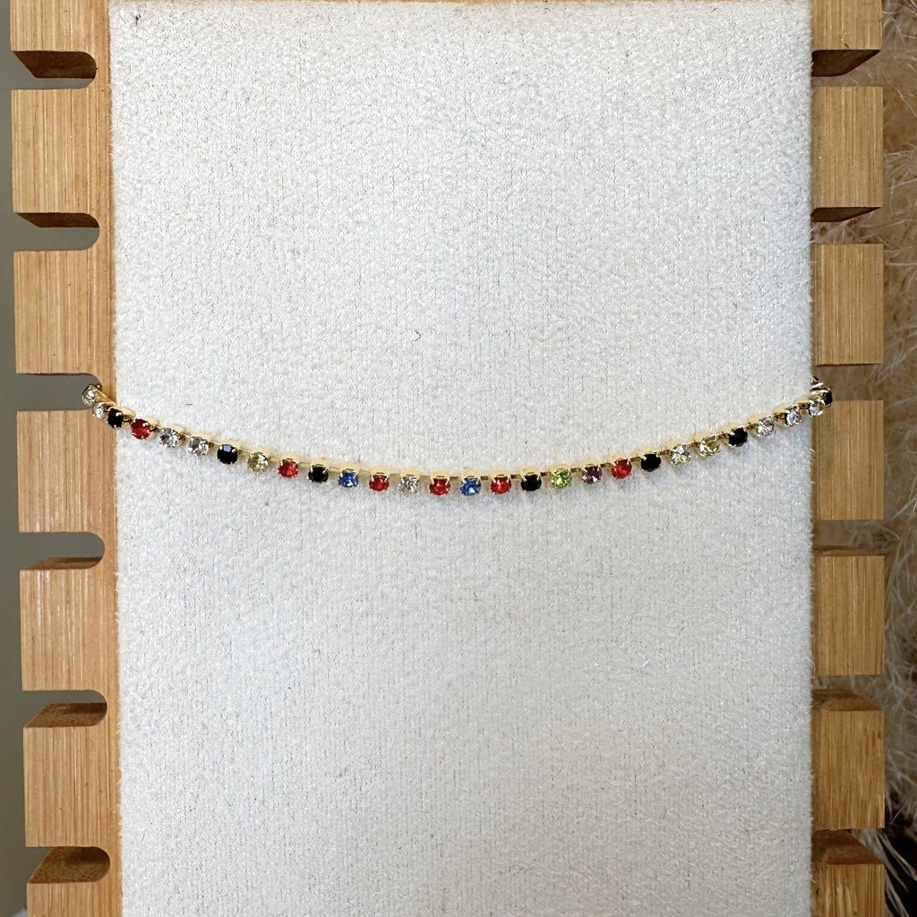 Tornozeleira Riviera Color Banhado em Ouro 18k