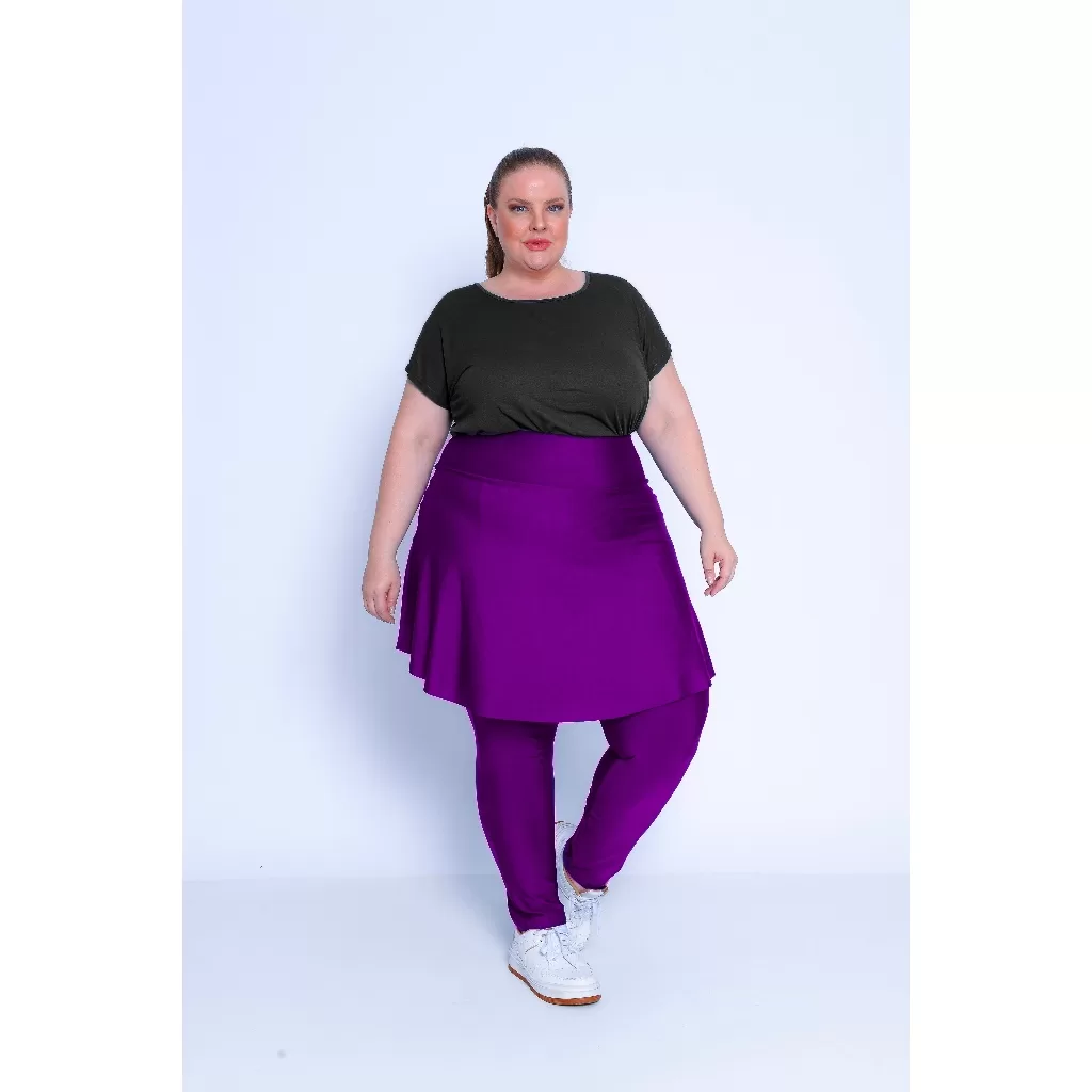 Calça Saia Com Bolso Para Academia Plus Size Roupa Fitness Secretaria