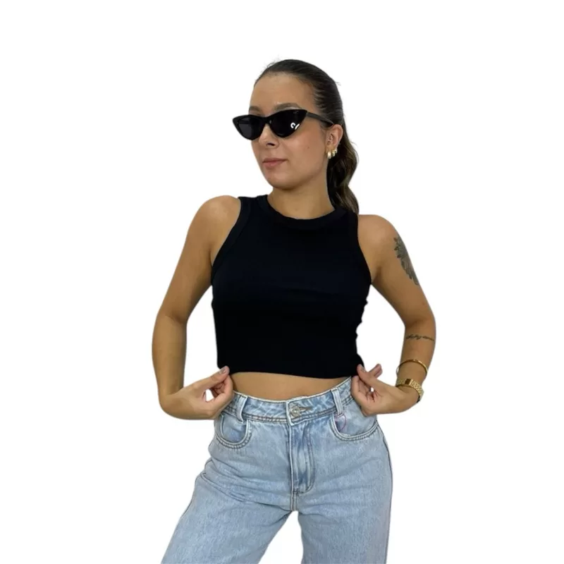 Regata Básica Feminina Canelada Atemporal Blusinha Adulto Ribana Tecido Leve Cropped