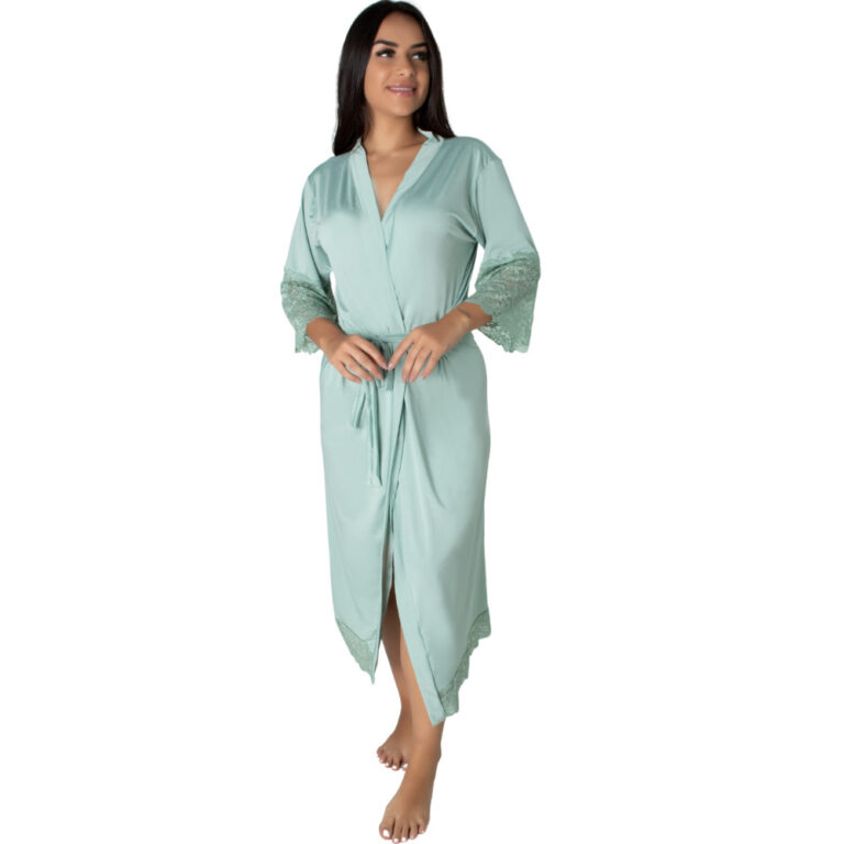 Robe Longo Luxo Renda Roupão Hobe Feminino Hobby