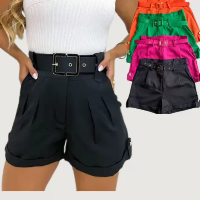 short feminino alfaiataria social cintura alta P M