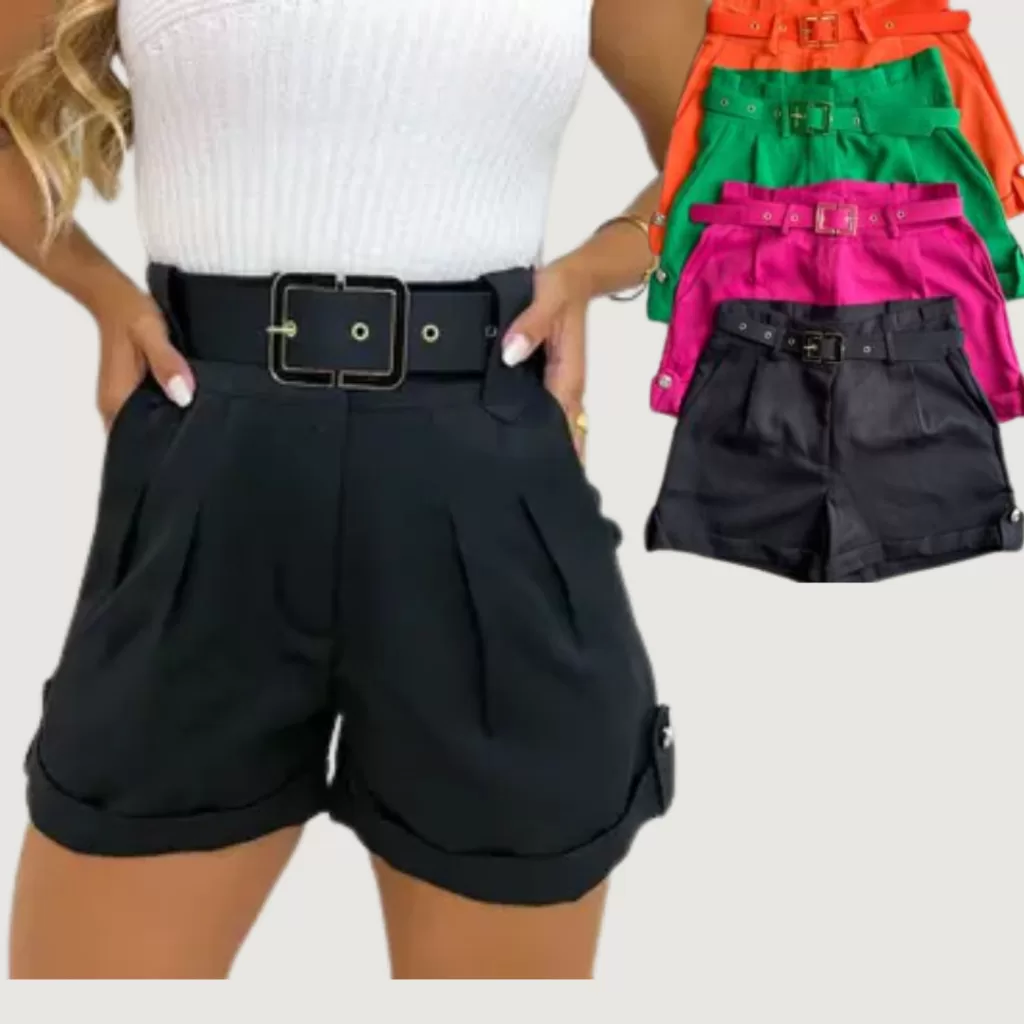 short feminino alfaiataria social cintura alta P M G