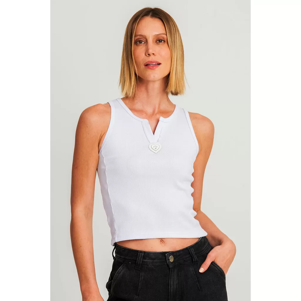 Regata Feminina Com Decote v Polo Wear Branco