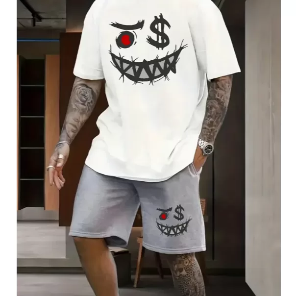 Conjunto Camiseta E bermuda Moletom Estampado Conf
