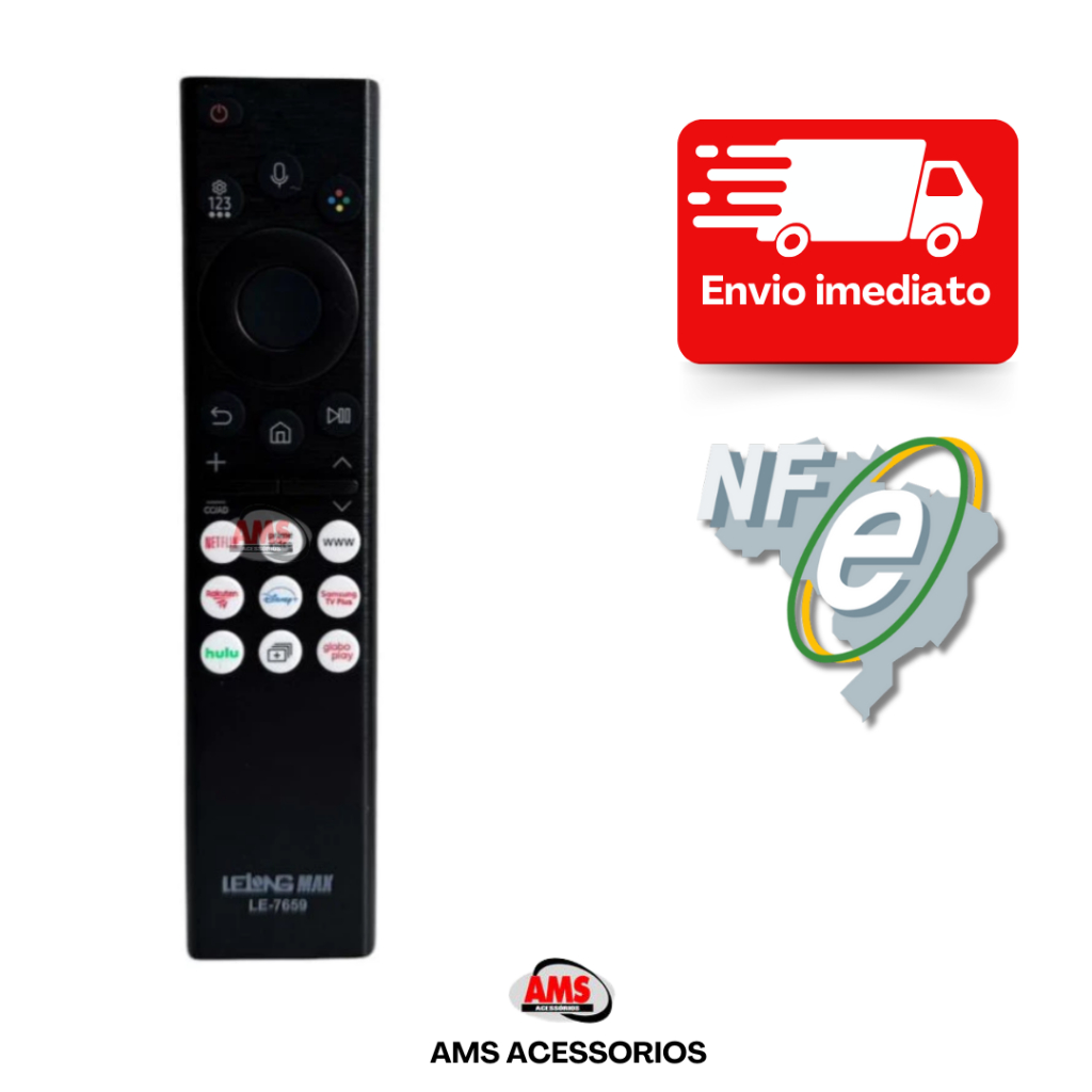 Controle Remoto Compatível Sansung Smart 4k Prime Video/ Netflix/ GloboPlay/ Com Comando de Voz