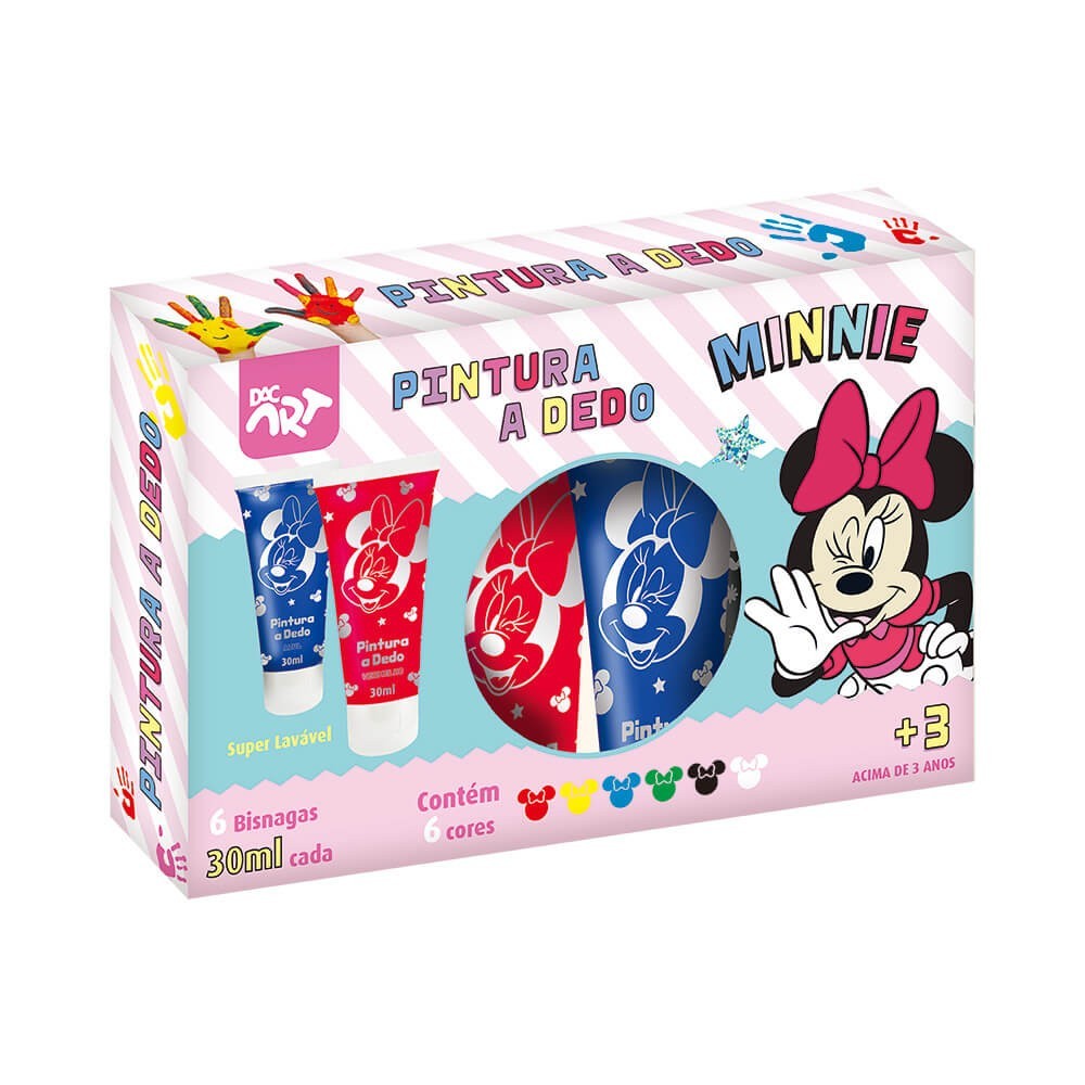 Pintura a Dedo Minnie Disney Com 6 Cores De Bisnagas – Dac
