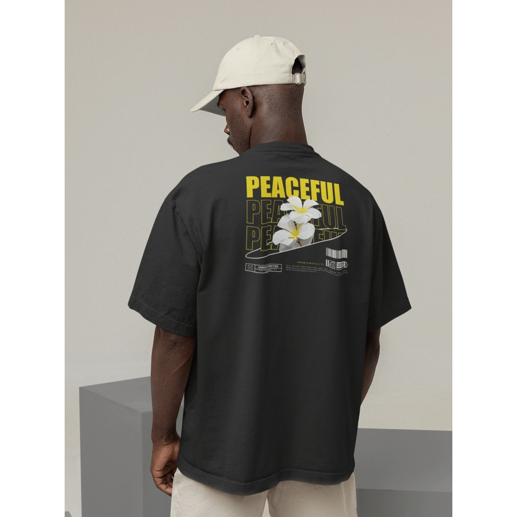 Camisa Camiseta Oversize Streetwear Masculino e Feminino Treino e Dia a Dia Preto e Off Whte Estampa