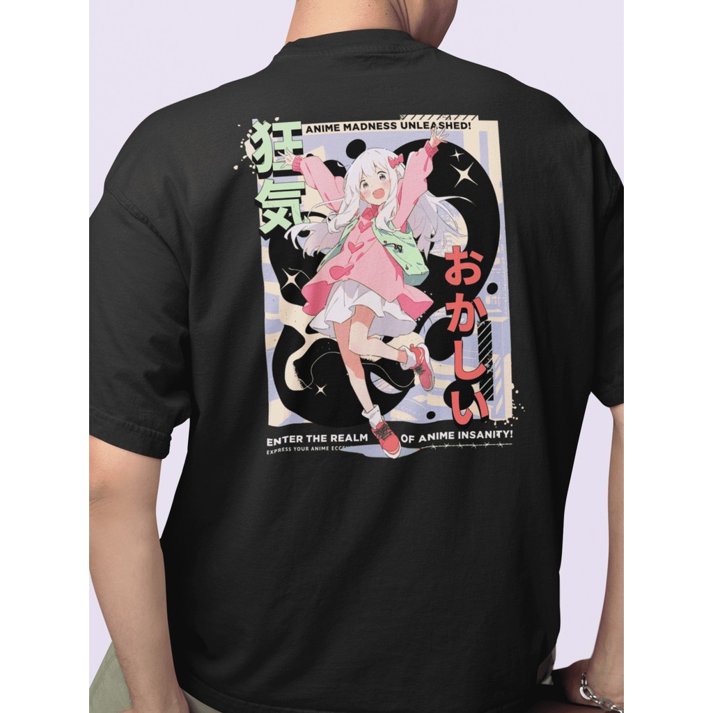 Camiseta Masculina 100% Algodão Gola Careca Blusa Streetwear Estilo de Rua Com Estampa Grande Anime