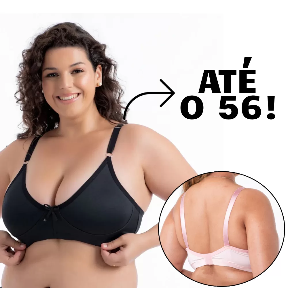 Sutiã Plus Size Sem Bojo 48 ao 56 Confortável Alta Sustentação Reforçado Respirável Edumara