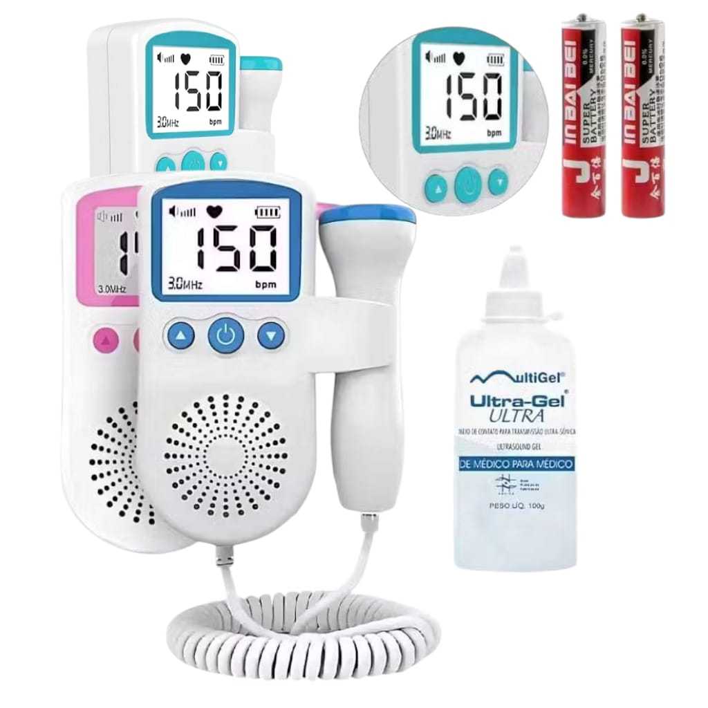 Fetal Doppler Ultrassom Ouvir Batimentos Bebe Gravida + Gel + Pilhas – Envio Rápido