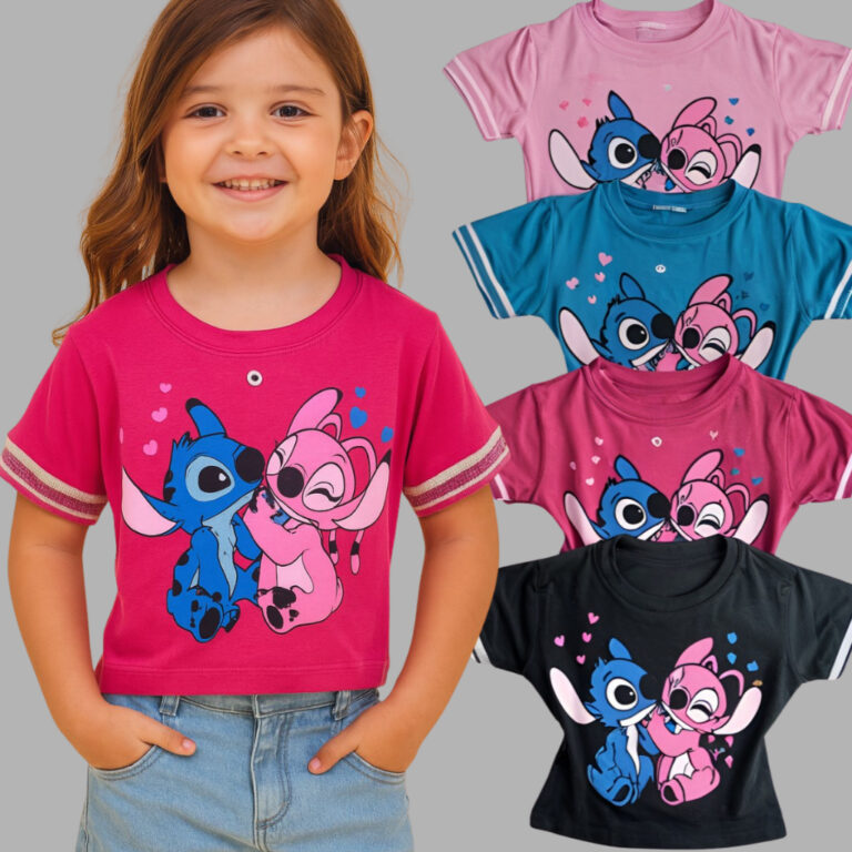 Cropped Blusinha Infantil Juvenil Menina Stitch E 