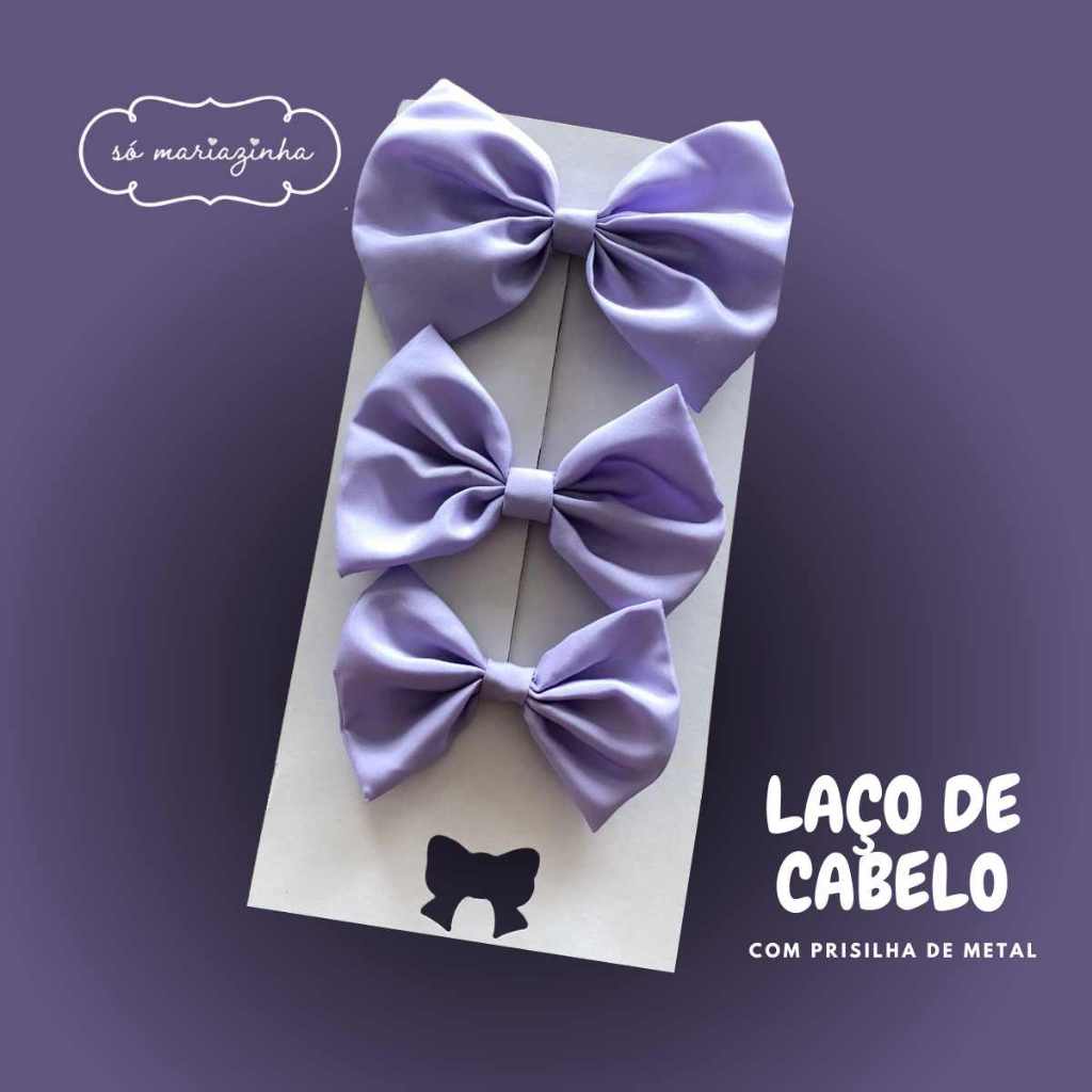 Laço Decorativo de Cabelo Com 3 unidades Lilas Lavanda Roxo pastel REF4200
