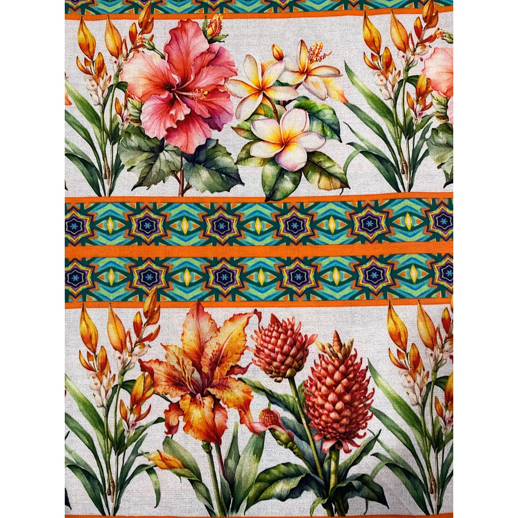 Tecido Tricoline Estampado Digital 100% Algodão – Flores Tropicais