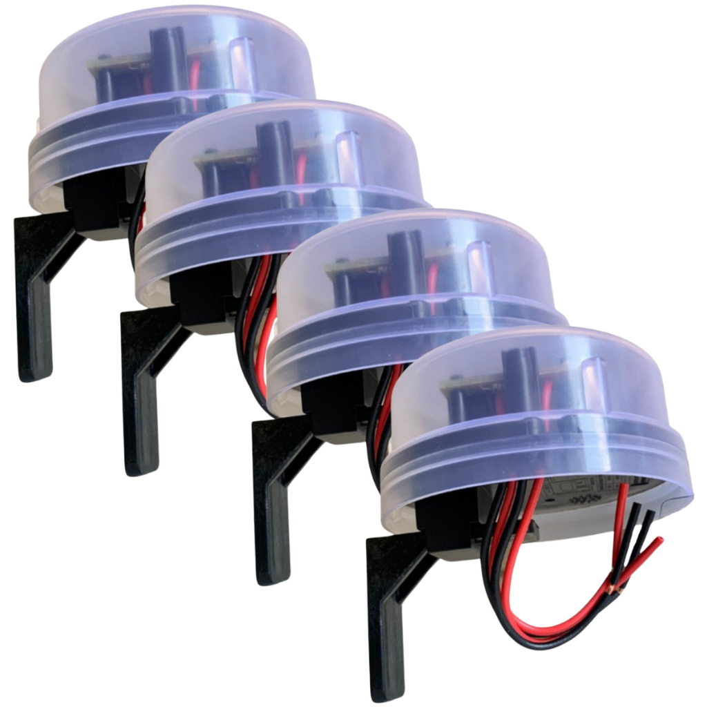 Kit 4 Relé Sensor Fotocélula Bivolt C/ Suporte Acende Automático Crepuscular Acende Anoite Apaga Dia