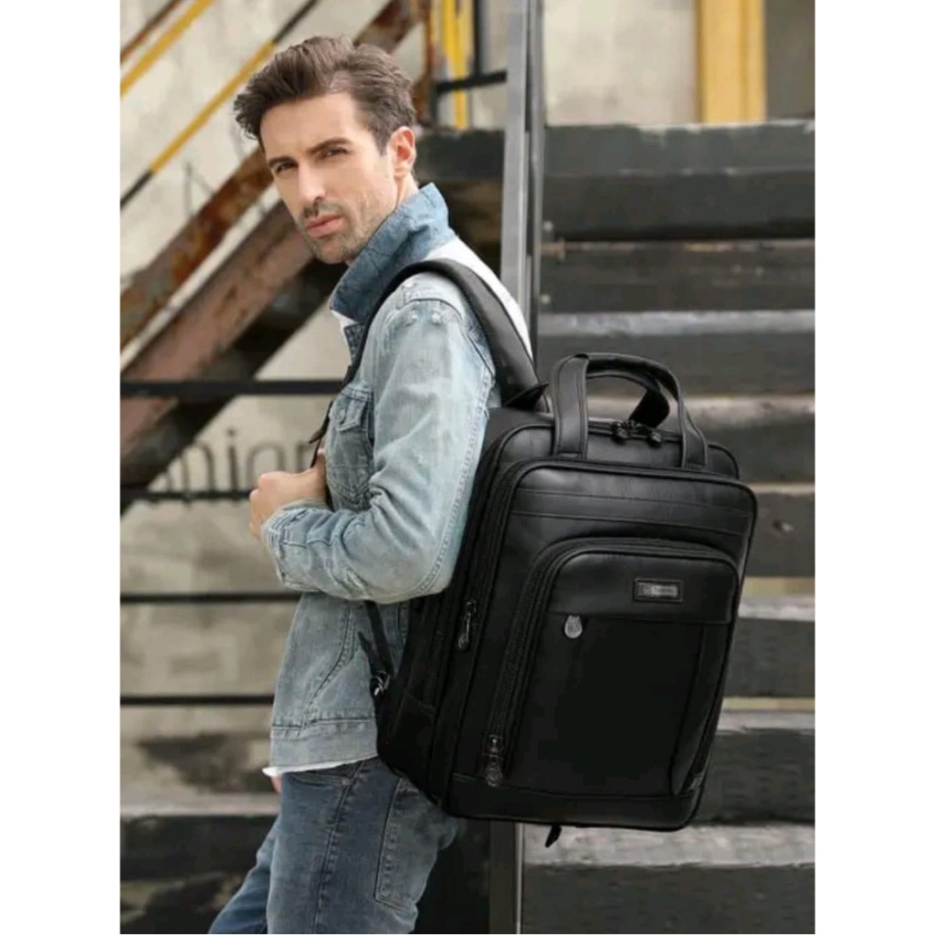 Mochila Pasta Executiva Bolsa Masculina Feminina Couro Sintético Notebook Impermeável Social