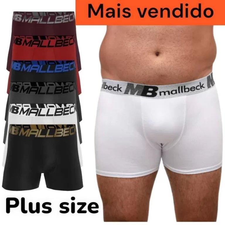 Kit  Cuecas Box Boxer Plus Size Mallbeck Microfibr