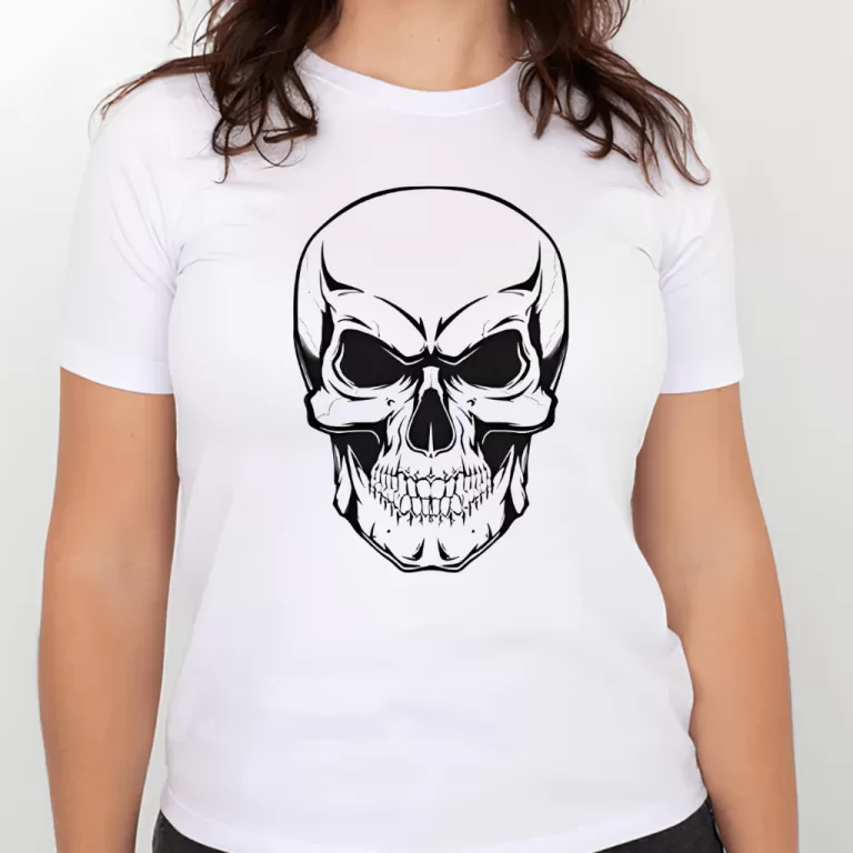 Camiseta Feminina Caveira Branca