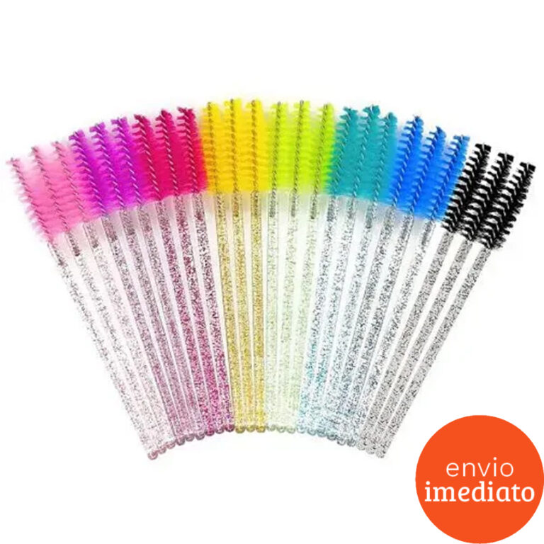 Kit 100 Escovinhas Com Glitter Extensão De Cilios
