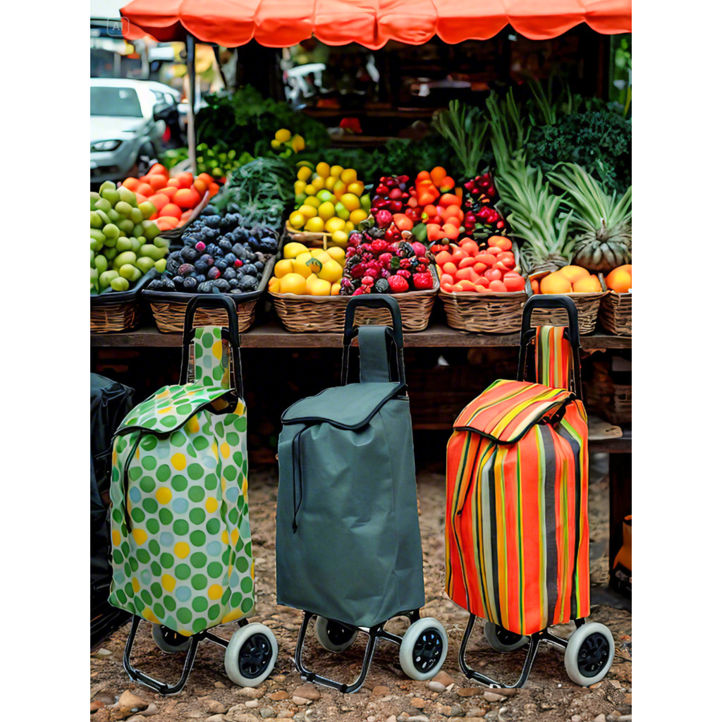 Carrinho de compras, carrinho de mercado, reforçado, dobrável, com rodas, capacidade de carga 30 kg.
