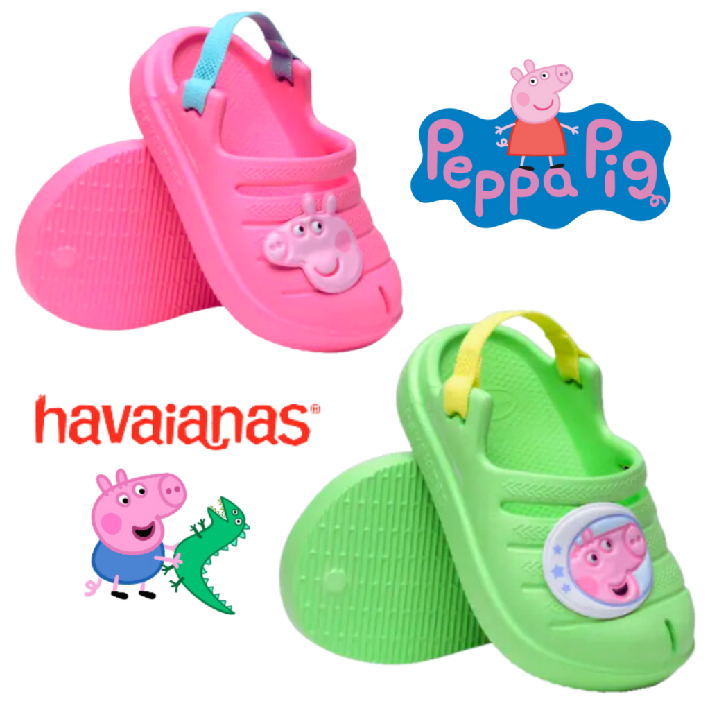 Clog Havaianas Baby Peppa Jorge Pig Menino Menina Babuche Infantil tamanho 17/18