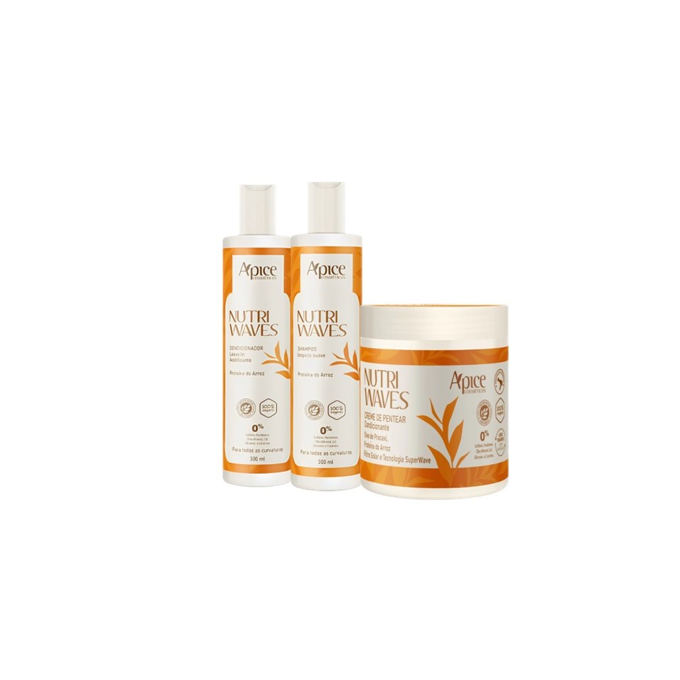Kit Shampoo 300ml Gelatina 300ml E Crm d Pentear 500g NutriWaves