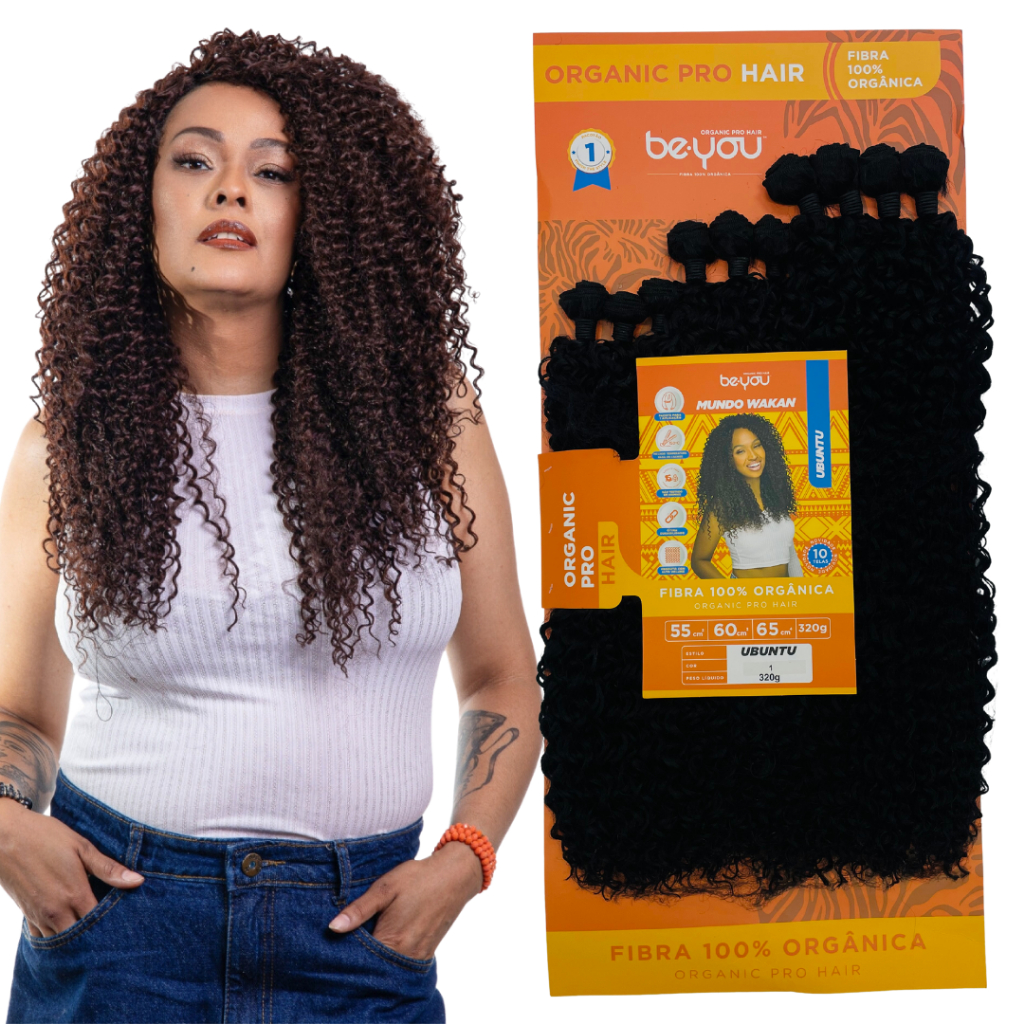 Cabelo Cacheado Be You Fibra De Colágeno Ubuntu 65cm Lançamento
