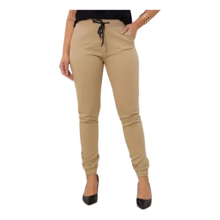 Calça Jogger Feminina Sarja C/punho Elastano Envi