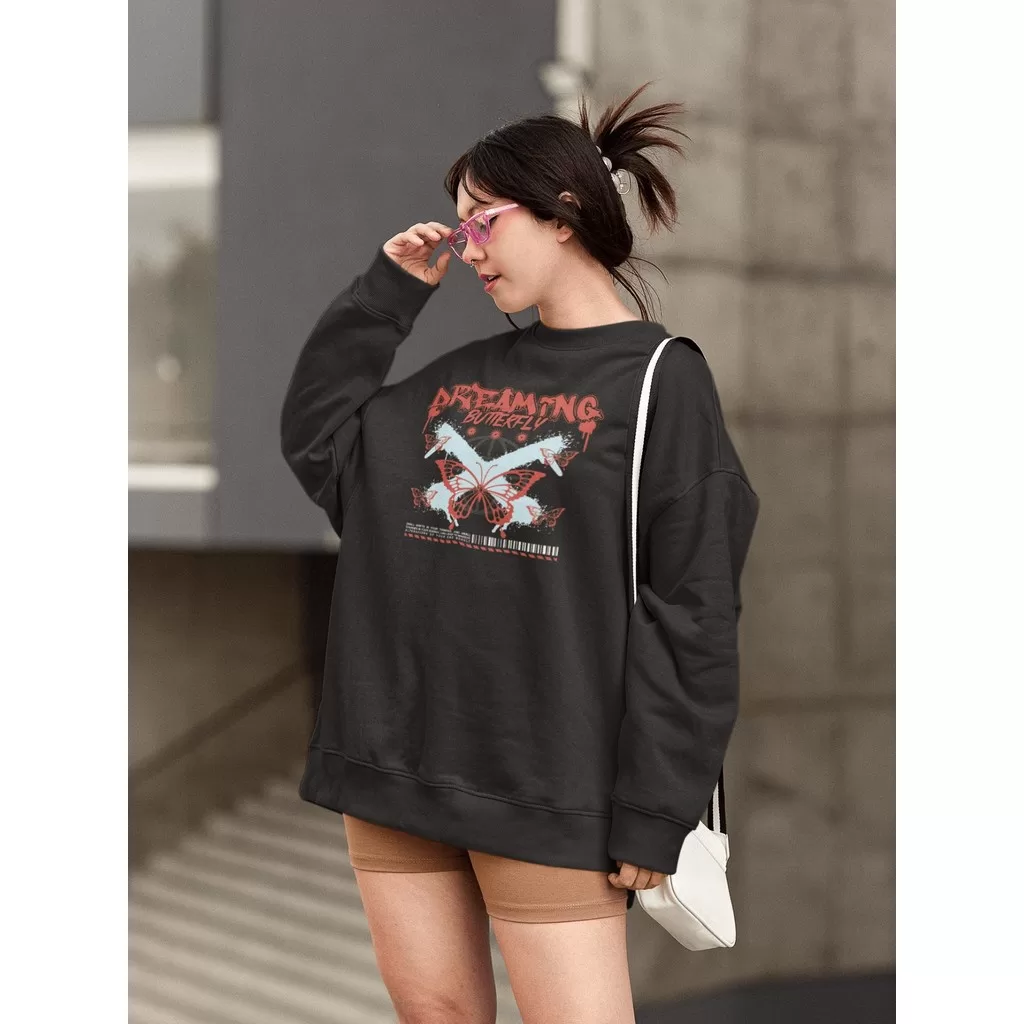 Moletom Blusa de Frio Básico Estiloso Feminino Estampado Gola Redonda Confortável 100% Algodão – Dre