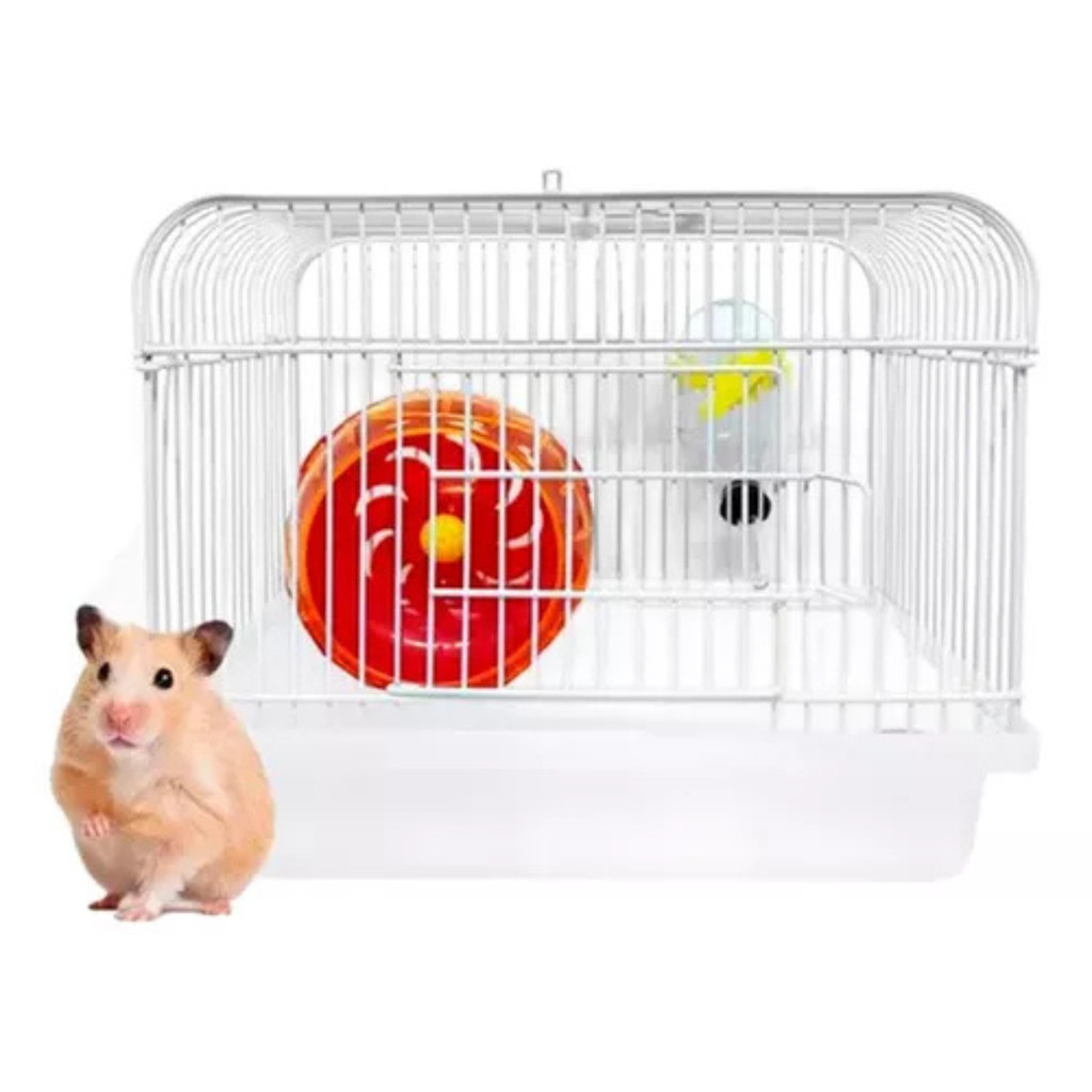 Mini Gaiola Para Hamster + Acessórios Na Cor Branco
