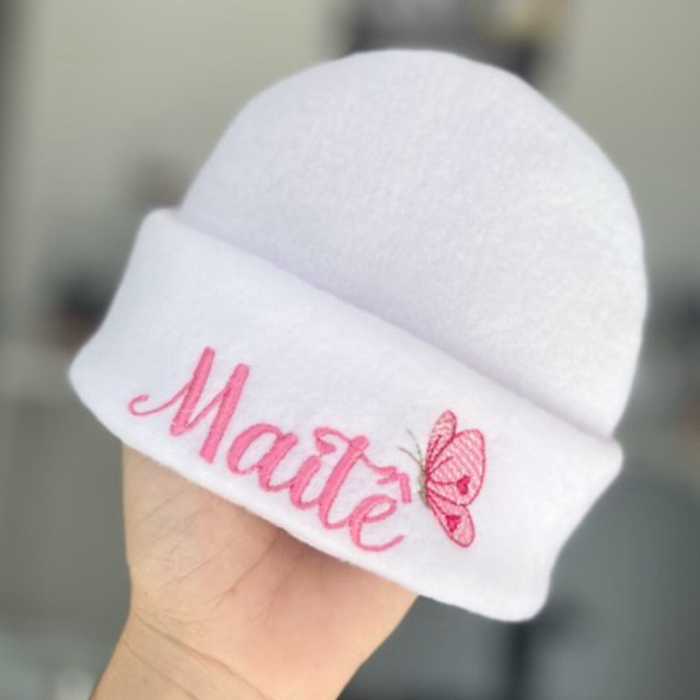 Touca bordada personalizada recém nascido bordada