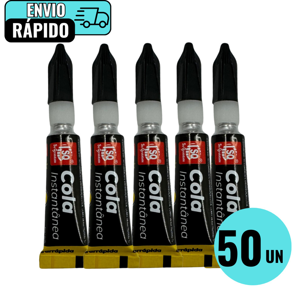 Kit Conjunto 50 Unidades Cola Instantânea Ultrarrápida Para Metais Plásticos Couro Madeira Borrachas