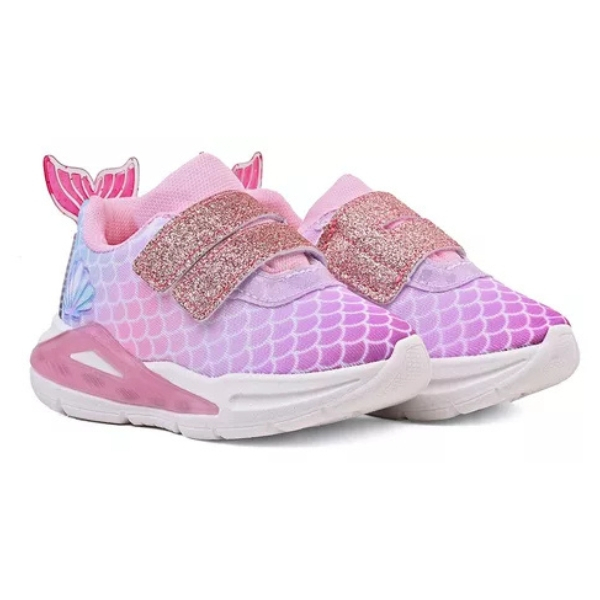 Tênis Infantil Feminino Modelo Sereia Com Led Bri