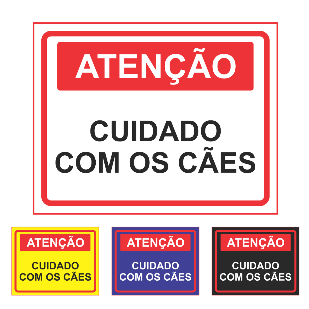 Placa de Sinalização Atenção: Cuidado Com Os Cães