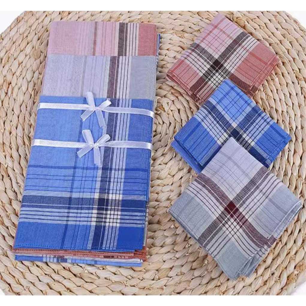 Kit 12 Lenços Masculino Macio de Bolso Quadrado 40 x 40 cm Listras Padrão-Sortidos