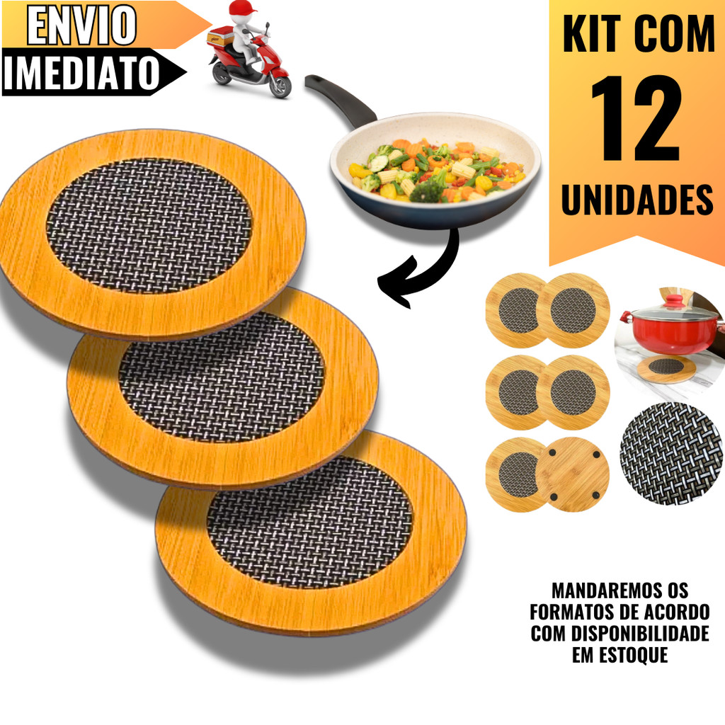 Kit 12 Descanso para Panelas Quentes  Resistente Até 200° para Cozinha, Jantar, Proteção, Uso Diário