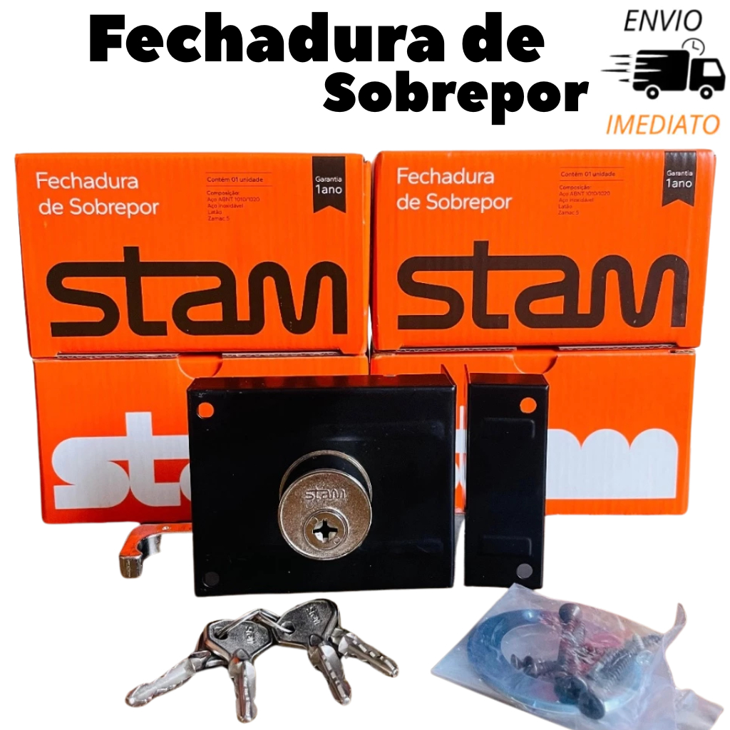 Fechadura Com 4 Chaves  Portões Externos 1701/100 Sobrepor Tetra Stam