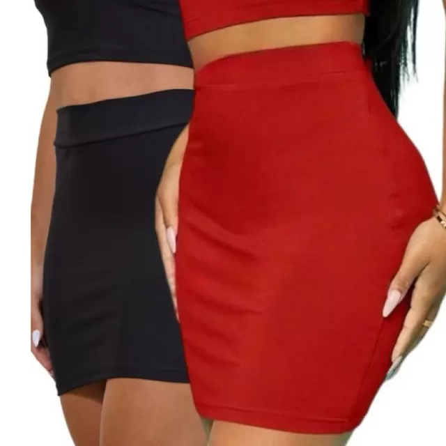 kit 2 saias curta com cos alto elegante patricinha