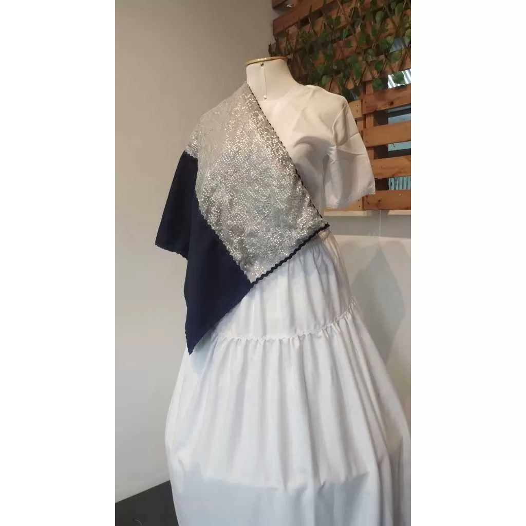 Pano da costa azul com renda branca GP20