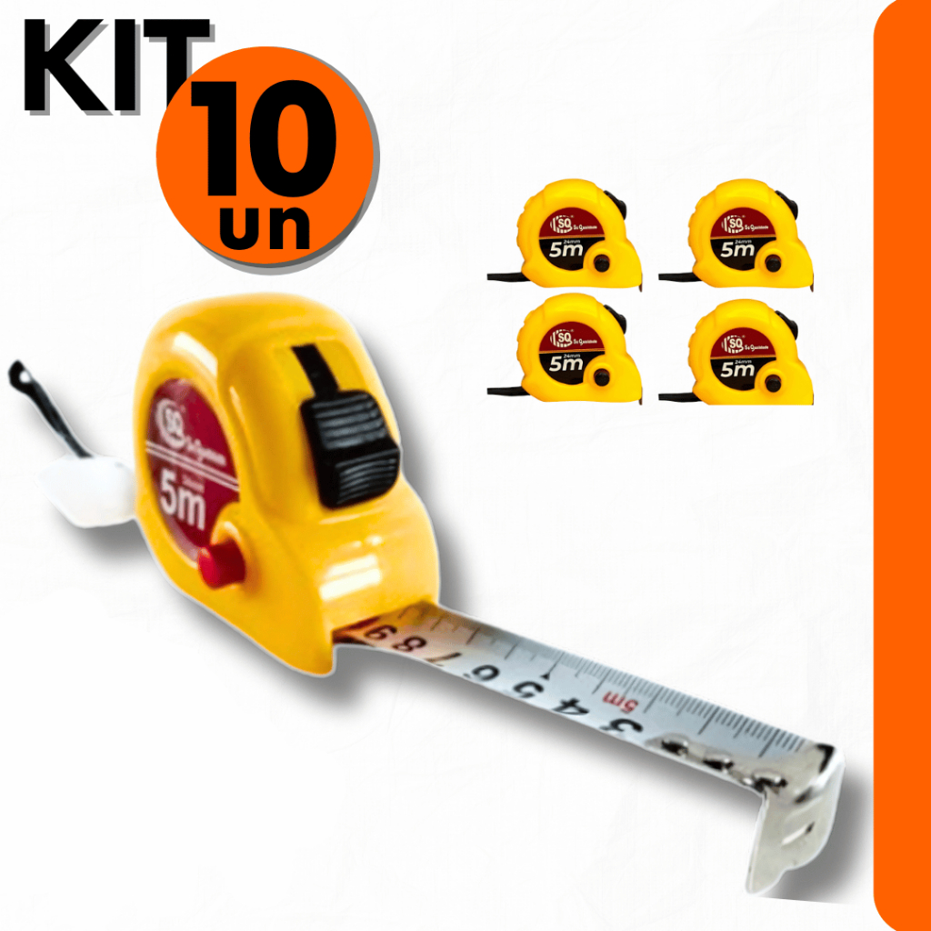 Kit 10 Trenas Métrica Aço 5m Com Freio Trava SQ