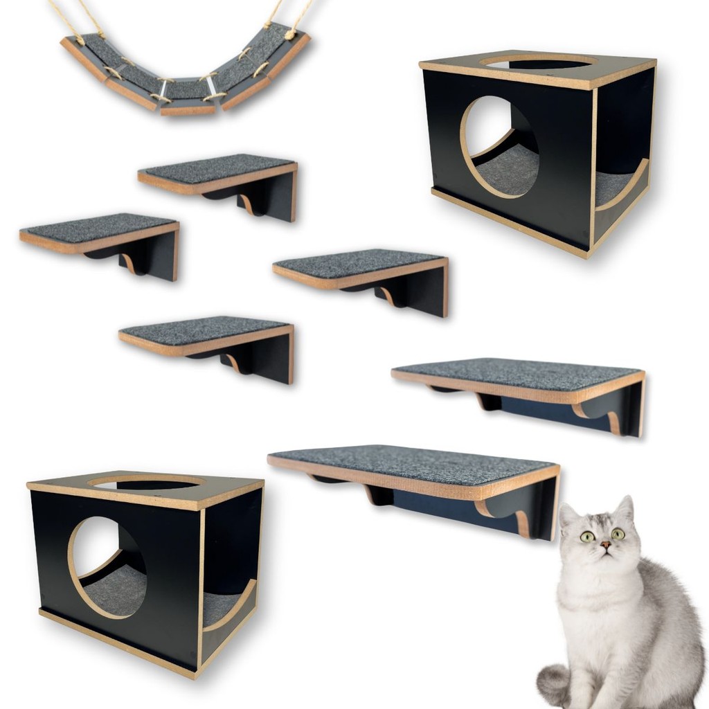 Playground Para Gato 9pçs Premium Parafusado Carpete Antiderrapante Parque Gato Playground