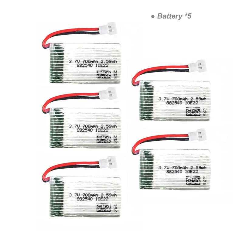 Kit 5 Baterias 3.7V 400mAh para Helicópteros e Mini Drones