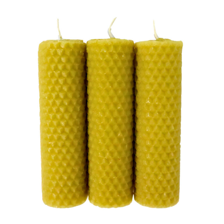 3 Velas de Cera de Abelha Natual 10×3 Cm
