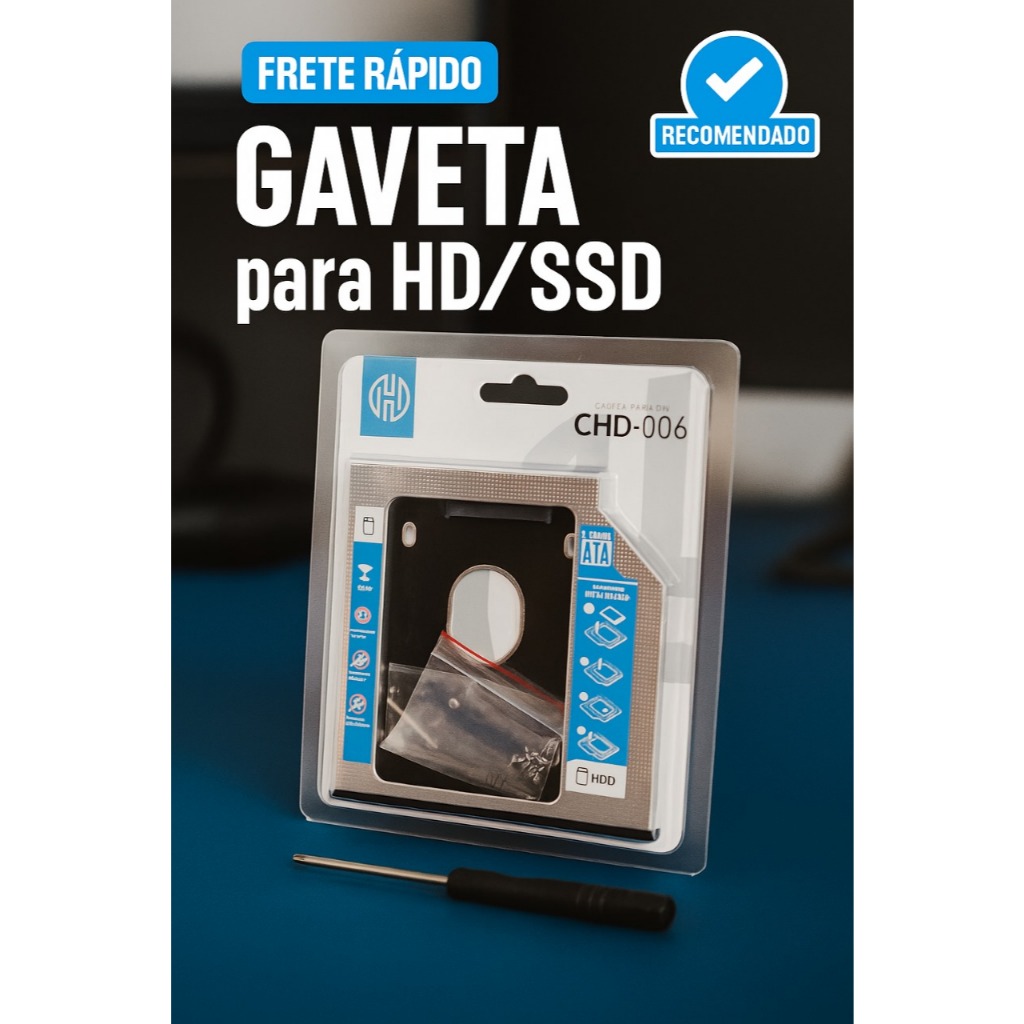 Adaptador Case Caddy 9.5mm Ssd Sata 2.5 Gaveta Notebook – Expanda o Armazenamento do Seu Notebook