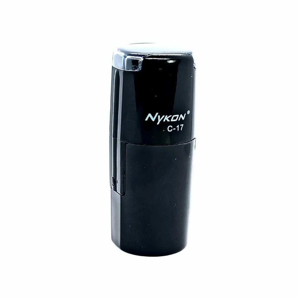 Carimbo Redondo Personalizado Nykon C17 Tradicional – 17mm + Frasco de Tinta Preta 30ml