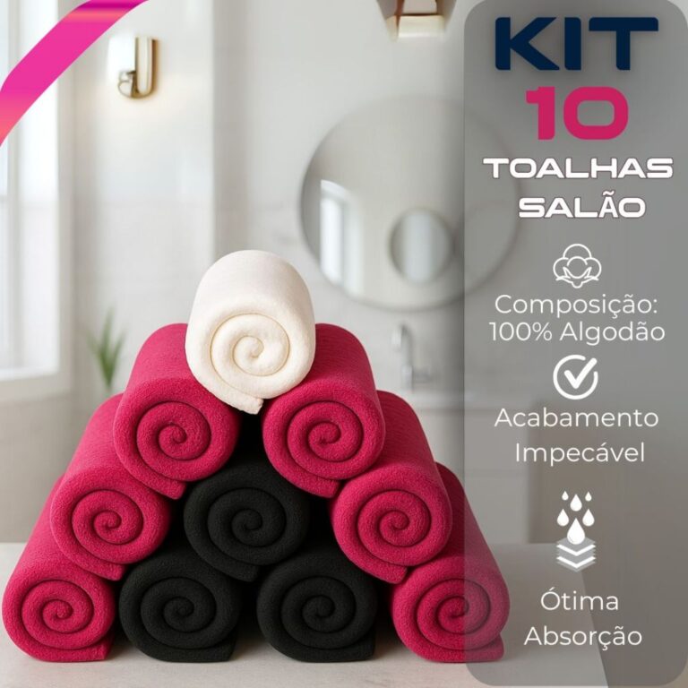 Kit 10 Toalhas de Rosto Salão 100% | Algodão Pro