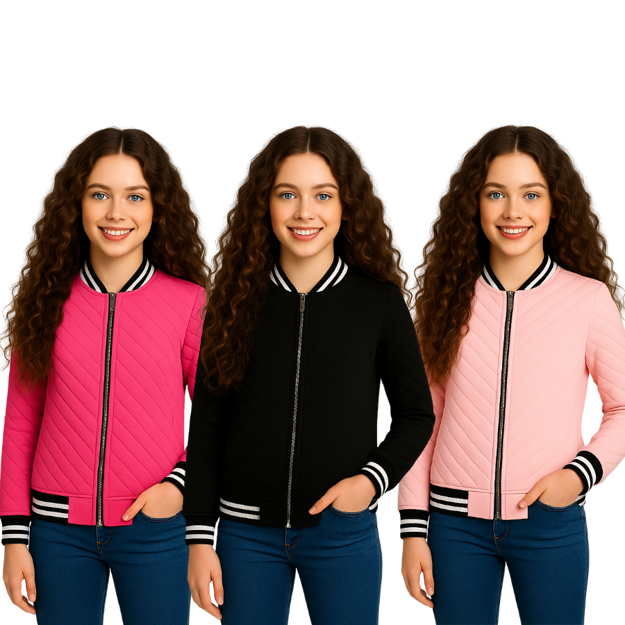 Jaqueta infantil JUVENIL Meninas bomber 02 ao 16 anos blusa de frio quentinha ziper jaqueta juvenil
