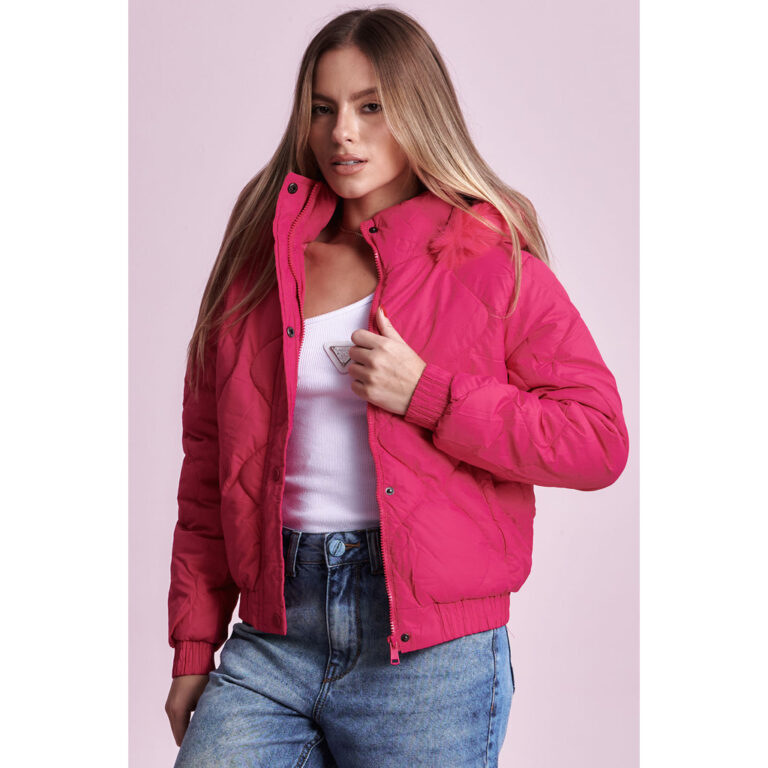 Jaqueta Feminina Veludo Puffer Planet Girls Rosa