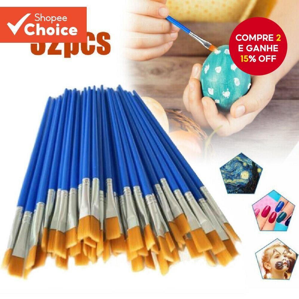 32pcs Conjunto De Pincéis Para Pintura Plana Artista Acrílicos A Óleo Aquarela